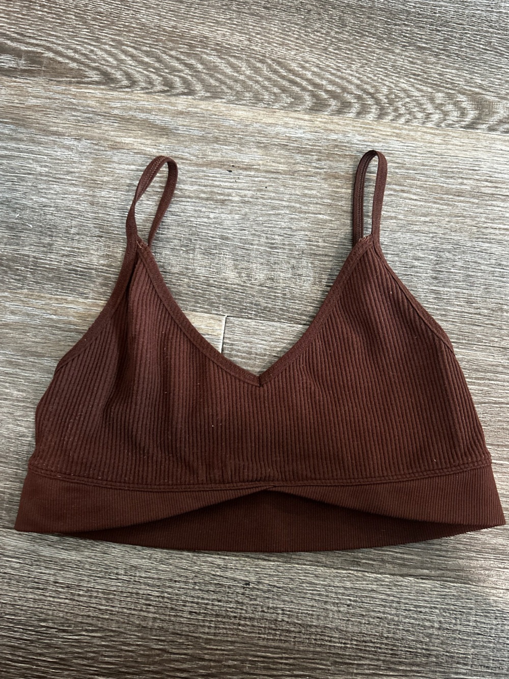 PacSun Brown Ribbed V-Neck Bralette